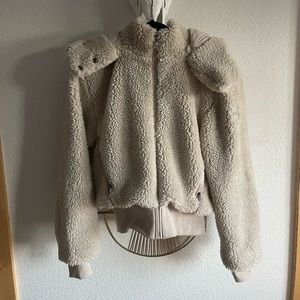 Noli Yoga Shop Cream Colored Sherpa Bomber Jacket